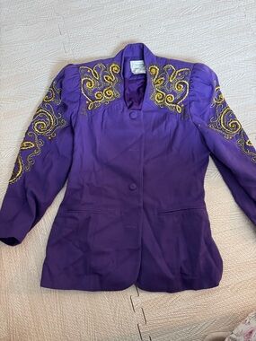 Purple Embellished Women's Blazer Jacket